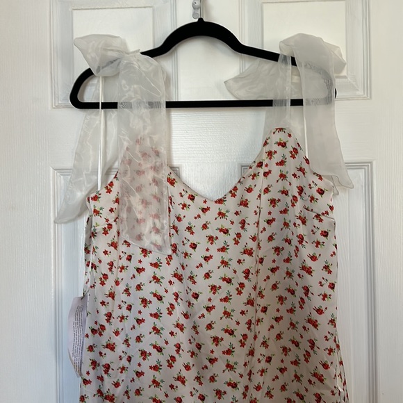BNWT Floral Satin Dress w/ Organza Bows - Picture 5 of 8